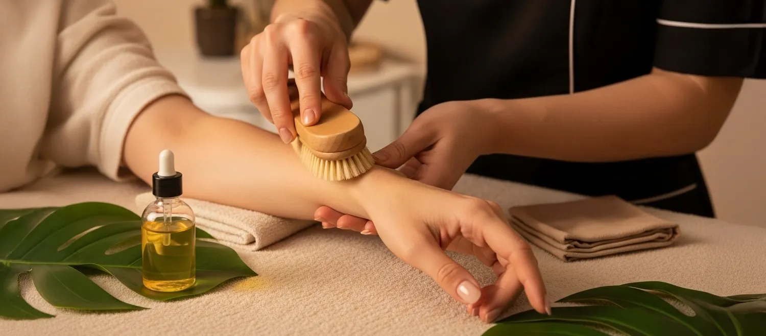 Dry brush massage